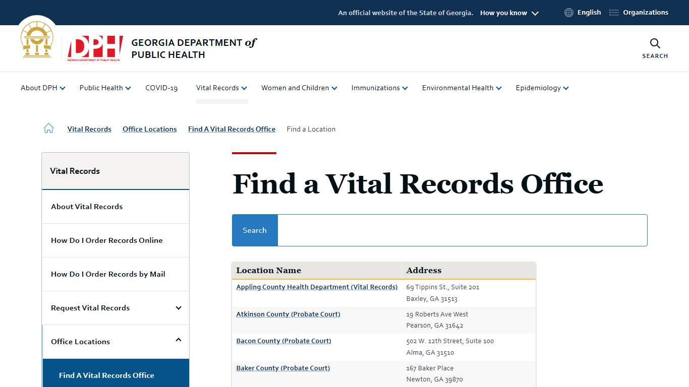 Find a Vital Records Office